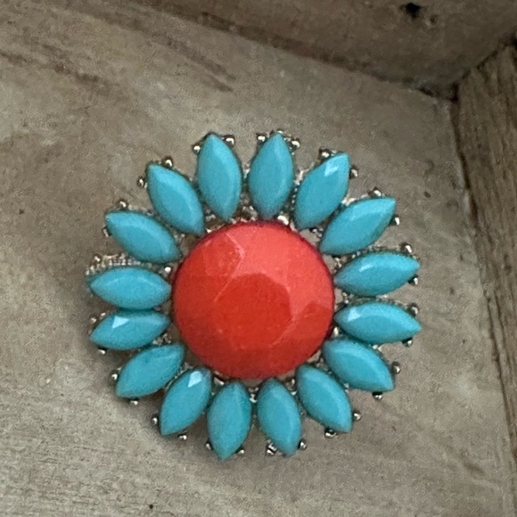 BNIB TURQUOISE AND ORANGE BRACELET/ RING SET USED ONCE FOR SPECIAL EVENT - Picture 2 of 8
